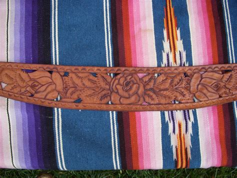 Vintage Tooled Leather Rose Wide Corset Belt