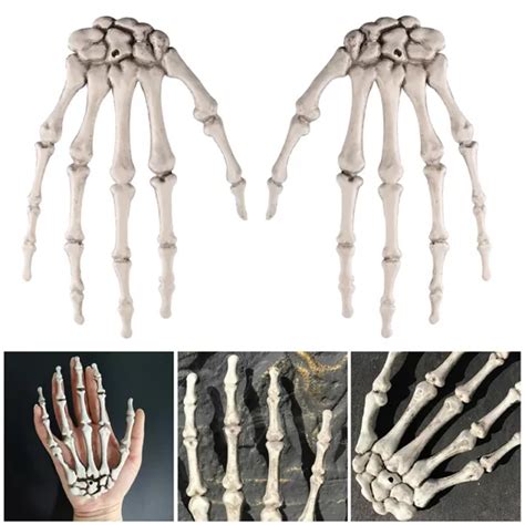 Halloween Plastic Skeleton Hands Fake Scary Realistic Human Hand Bone