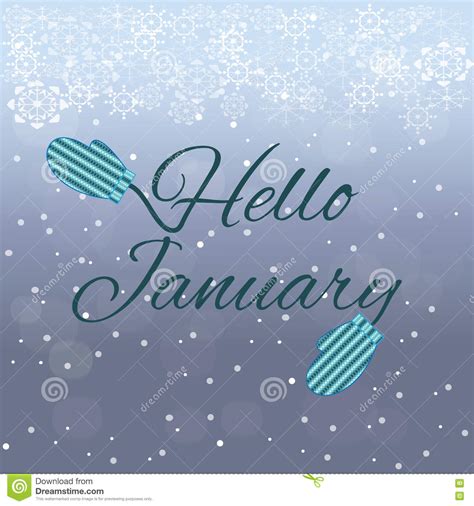 Hello January Lettering On Blue Background Stock Vector - Illustration ...