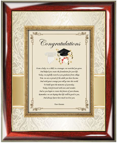 College Or High School Graduation T For Son Or Daughter Frame