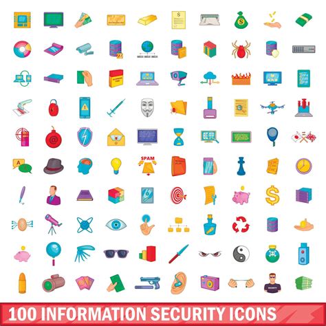 100 Information Security Icons Set Cartoon Style 8940968 Vector Art At