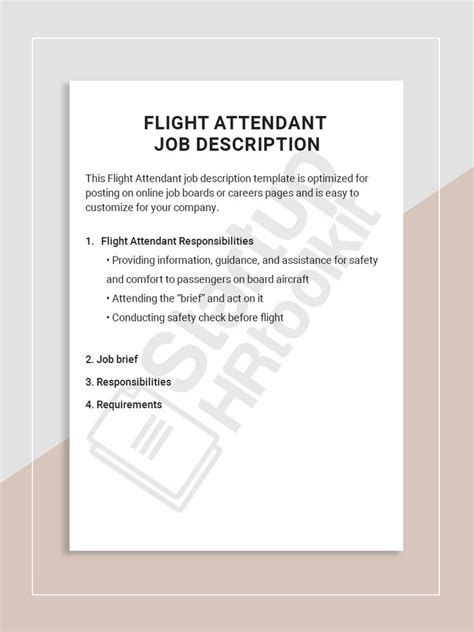 Flight Attendant Job Description Job Description Template Office