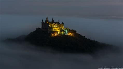 Night Full Moon Fog And Castle Hohenzollern Ii Full Moon Night Castle