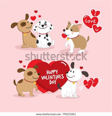 Happy Valentines Day Cute Dog Vector Stock Vector Royalty