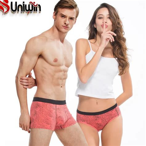 Uniwin 2 Pieces Lot Lovers Couples Underwear Leopard Sexy Women Mens Underwear Male Female