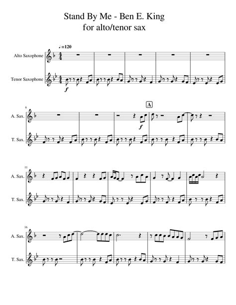 Stand By Me Sheet Music For Alto Saxophone Tenor Saxophone Download Free In Pdf Or Midi