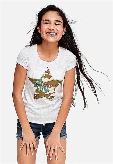 Camo Star Graphic Tee Justice Girls Outfits Tween Tween Fashion Tops Girls Fashion Tops
