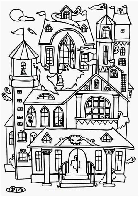 Adult Pages Haunted House Spooky Coloring Pages
