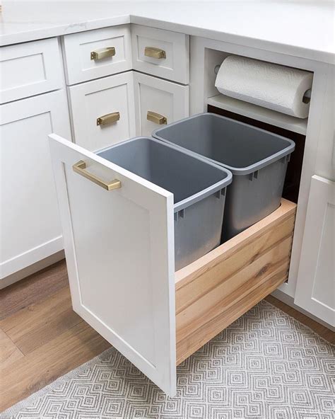 Built In Kitchen Trash Can Trash Bin Kitchen Cabinet Pull Diy Garbage
