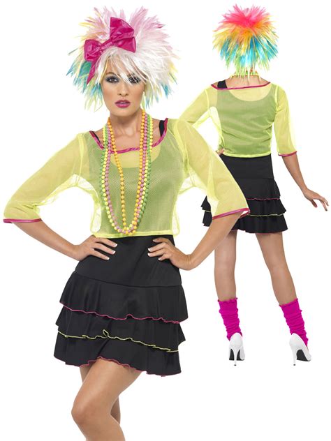 Ladies 80s Pop Tart Costume Adults Neon Retro Fancy Dress Womens Outfit