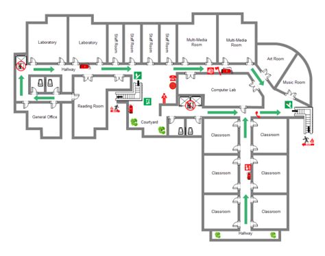 The location of all main corridors and exits, the location of centre for disability issues and the health professions. School Layout Examples and Templates