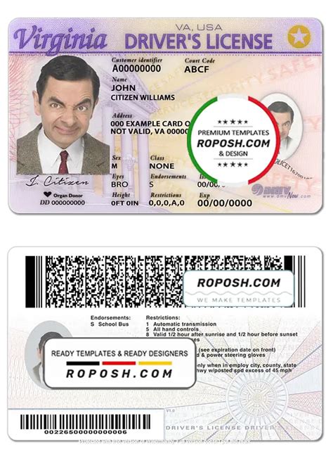 Usa Virgina Driving License Template In Psd Format Roposh