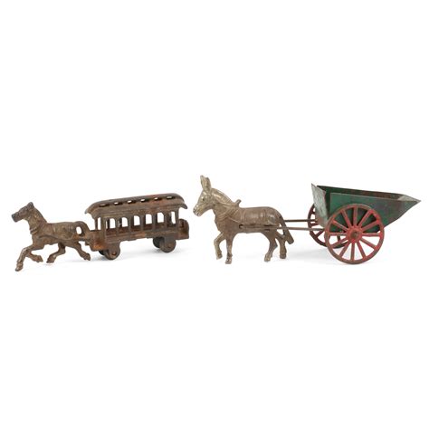 Sold Price Cast Mule Cart Horse Drawn Trolley Toy