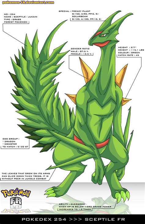 Pokedex 254 Sceptile Fr By Pokemon Fr On Deviantart Pokemon Cool