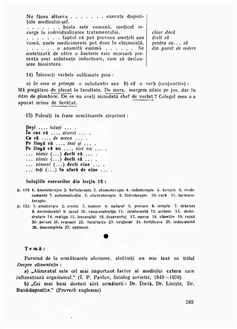 Limba Română Manual Pentru Studenți Străini Iiprofil Medical 1983 Opt