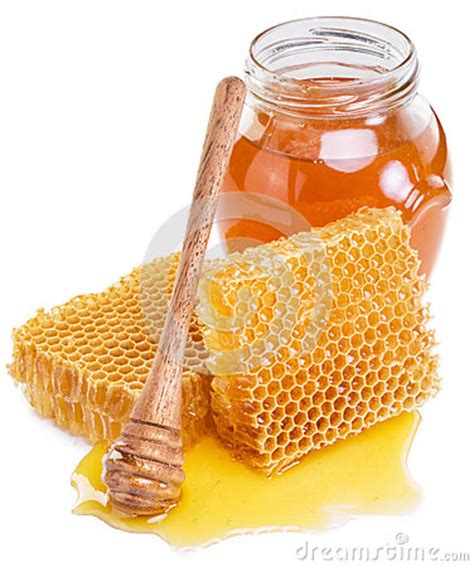 Glas Voll Frischer Honig Und Bienenwaben Stockfoto Bild Von Getrennt Hintergrund 68308024
