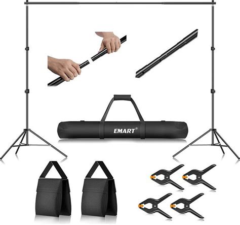 EMART Photo Video Studio X Ft WxH Adjustable Background Stand Backdrop Support System Kit