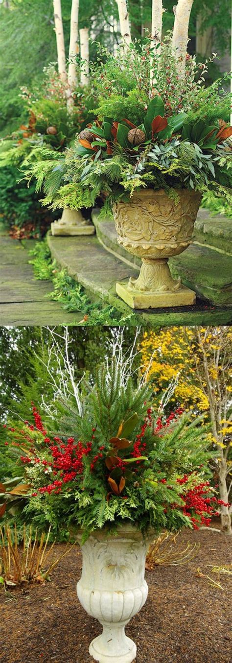 24 Colorful Winter Planters And Christmas Outdoor Decorations A Piece