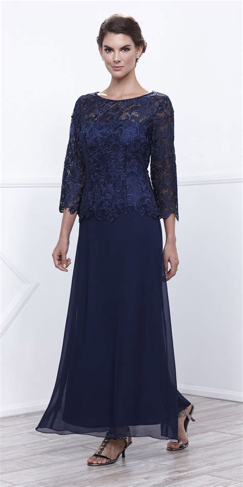 Navy Blue Mother Of Bride Gown Plus Size Mid Lace Sleeves Mother Of