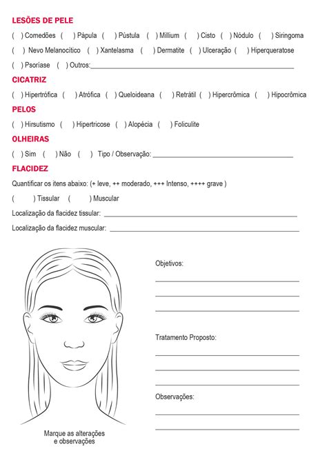 Ficha Anamnese Estética Facial Anamnese