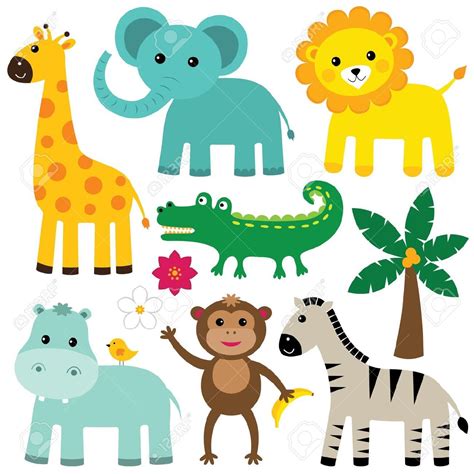 Cute Jungle Animal Vector Free Cute Jungle Animals Clip