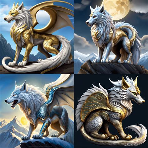 A Half Wolf Half Dragon Dragon The Wolfs Fur Is Silver And The