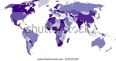Highly Detailed Political World Map Purple Stock Vector Royalty Free