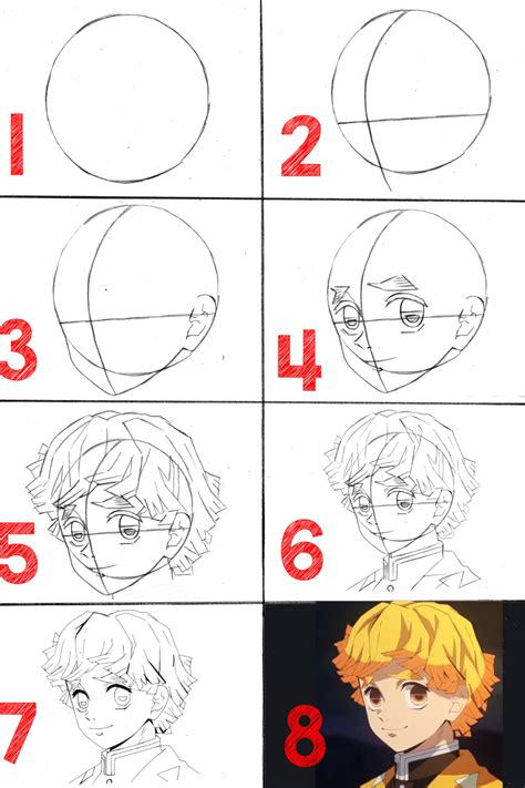 8 Easy Steps To Draw Zenitsu Demon Slayer Anime Drawing Tutorial For