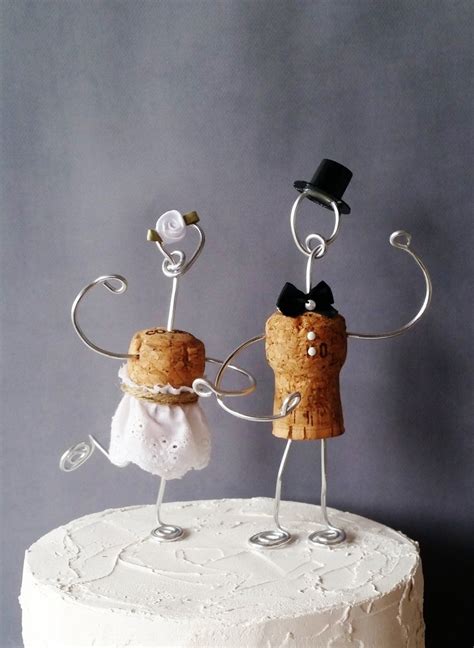 champagne rustic cork wedding cake toppers wine inspired color options custom wedding cake