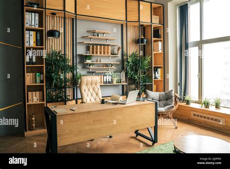 Modern Office Of General Manager Businessman Ceo Stylish Wooden