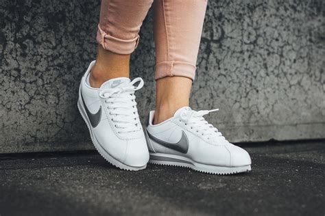 A Silver Swoosh Shines On Nikes Classic Cortez Leather Nike Classic