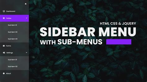 Sidebar Menu With Sub Menus Using Html Css And Jquery