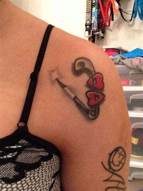 Safety Pin With Hearts Tattoo My Sister And I Got This As A Matching