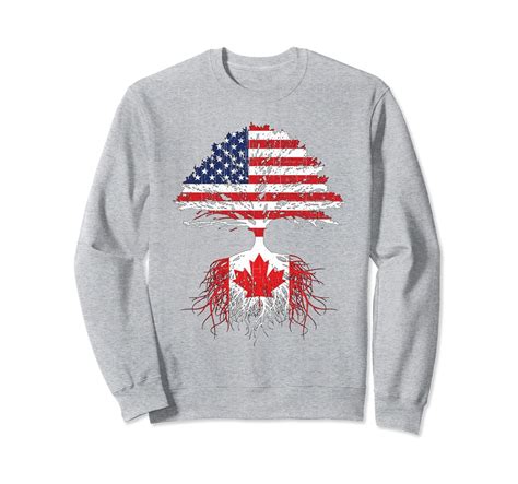 Canadian Roots American Grown Canada Flag Sweatshirt T Awarplus