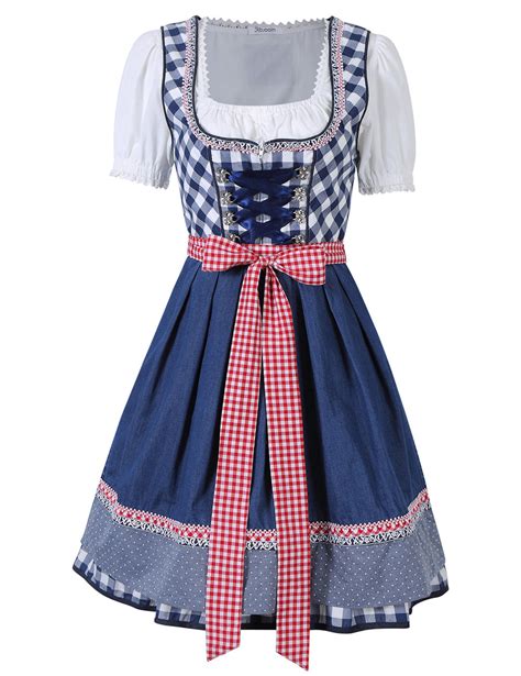 wholesale kojooin women 3 pieces bavarian oktoberfest costumes barmaid dirndl dress blue forty