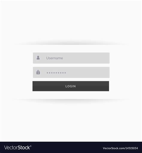 Clean Minimal Login Form Template User Interface Vector Image