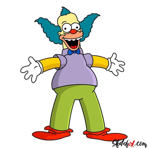 How To Draw Krusty The Clown Step By Step Drawing Tutorials Krusty