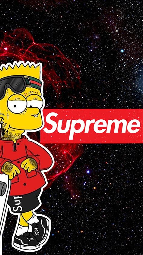 Supreme Bart Black Global Red Simpsons Hd Phone Wallpaper Peakpx