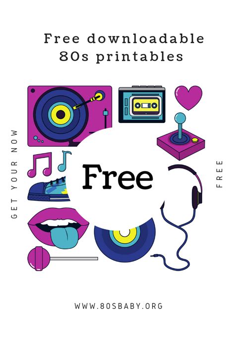 Free Downloadable 80s Printable Photo Booth Props 80s Baby Photo