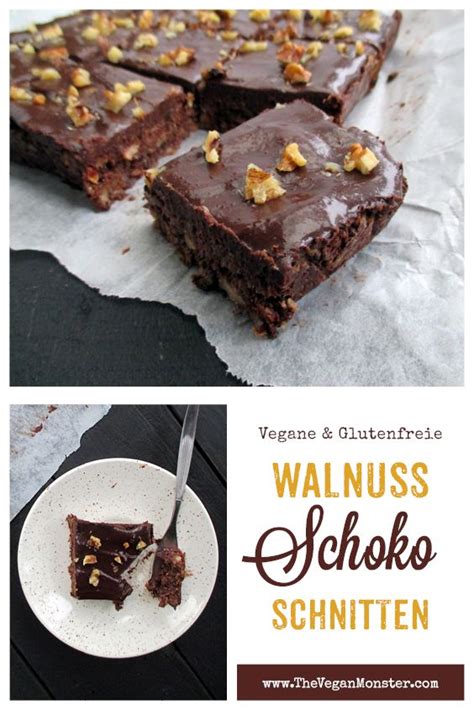 Einfache Walnuss Schokoladen Schnitten Vegan Glutenfrei Ohne