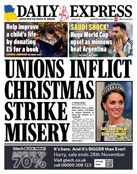 Daily Express Front Page 23rd Of November 2022 Tomorrow S Papers Today