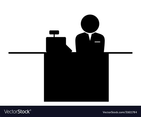 Cashier Icon Black And White Pictograph Depicting Vector Image