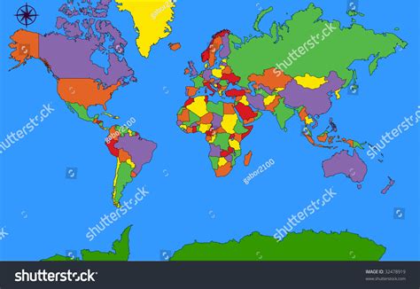 World Map Separated By Countries Different Vetor Stock Livre De