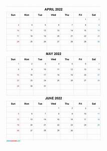 April May June 2022 Calendar Printable Free Q1 Q2 Q3 Q4 March Month