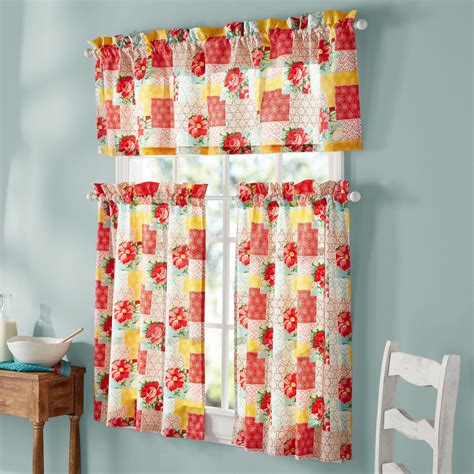 The Pioneer Woman Patchwork Curtain and Valence Set, Multicolor, 30"W x