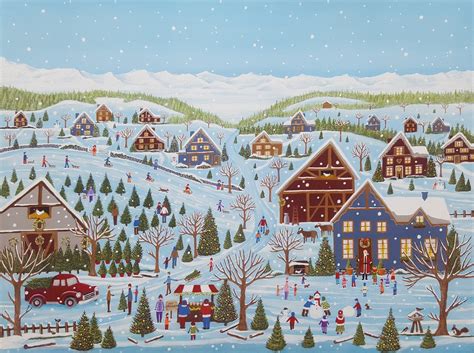 Card Folk Art Christmas Tree Farm Etsy