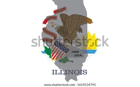 Illinois Silhouette On State Flag Background Stock Vector Royalty Free