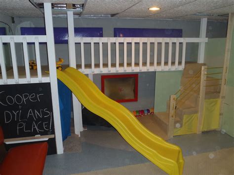 Indoor Basement Kids Playground Complete With Slide Stairs Tunnel