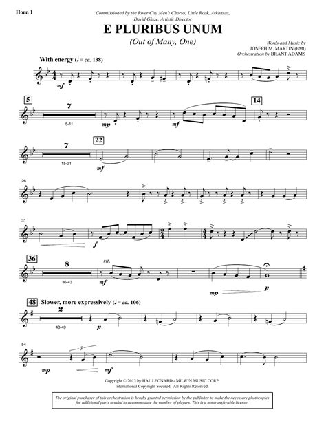 E Pluribus Unum F Horn 1 Sheet Music Joseph M Martin Choir