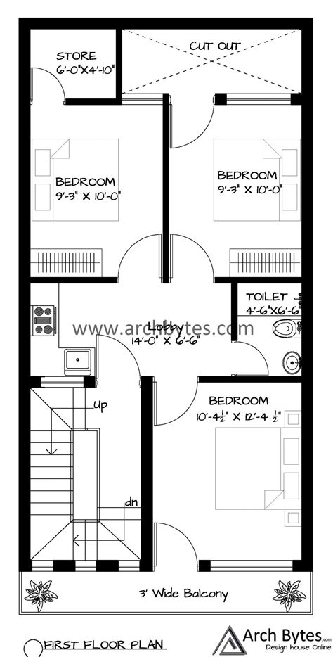 House Plan For 20 X 30 Feet Plot Size 66 Sq Yards Gaj Archbytes